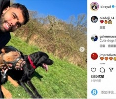 必发-亲密互动！拉亚社媒晒与家中爱犬合照，面带微笑怀抱两只大狗
